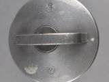 a close up of a metal door handle on a door