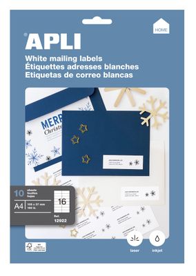 APLI - Étiquettes adresses blanches - 105x37mm - 160 unités …
