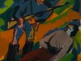 an image of a painting of a man with a gun and another man with a gun