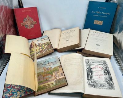 54 / P3 / Lot de 8 livres reliés divers dont "Voyage au…