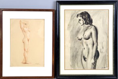 Lot comprenant : - Lucien BLEYFUS (1876-1953). Etude de nu, …