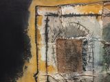 abstract painting of a square with a basket on top of it