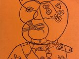 drawing of a man with a hat on his head and a cigarette in his mouth