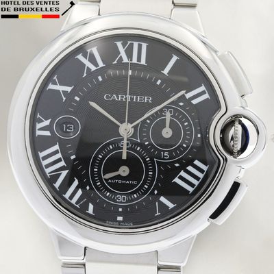cartier ballon de cartier watch with black dial and roman numerals