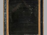 a painting of a black and gold frame with a black background