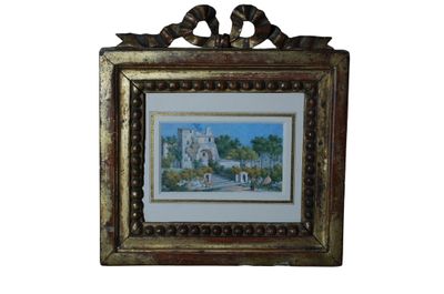 Anonyme, charmante aquarelle sous verre en miniature d'une m…