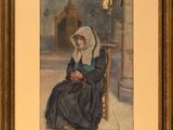 an image of a painting of a woman sitting on a chair