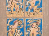 quatre dessins de couleurs différentes représentant un homme et une femme