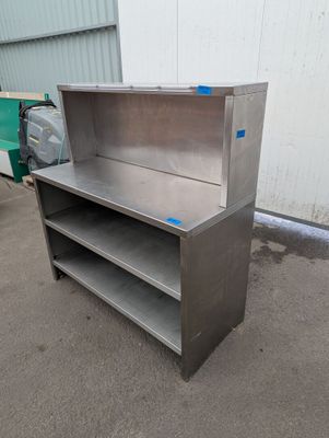 an image of a stainless steel shelf with shelves on it