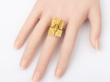 an image of a woman ' s hand with a gold ring on it