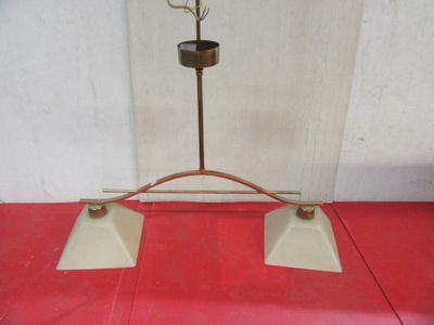 a lamp that is on top of a red table