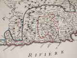 an old map of the country of france with a red line in the middle of the map