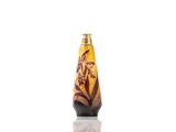 a vase that has a brown and black design on it