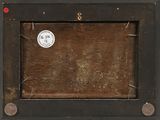 a picture of a wooden box with a sticker on it