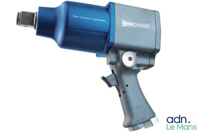 a close up of a blue air impact wrenet on a white background