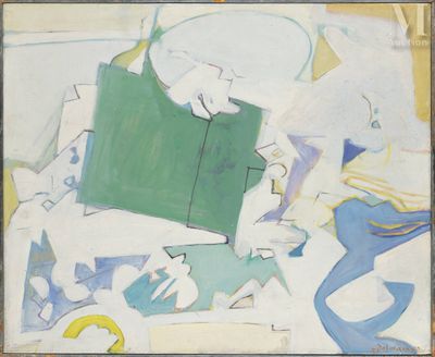un tableau représentant une personne en train de lire un livre posé sur une table