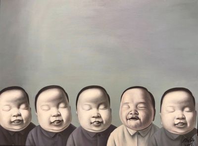 un tableau représentant un groupe de bébés la bouche ouverte