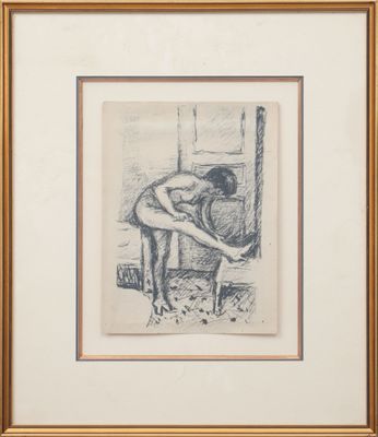 une image représentant le dessin d'une femme penchée au-dessus d'une baignoire