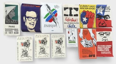 Lot de 12 affiches de propagande du Chili, Algérie, Vietnam