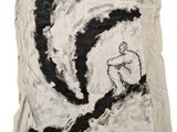 une image représentant un dessin en noir et blanc d'un homme sur une planche de surf