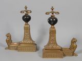 pair of antique brass candlesticks with black marble top