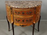 an antique marble top chest of drawers in the manner of louis ii