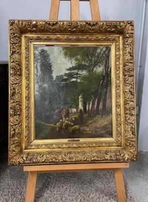 a picture of a painting that is on a easel