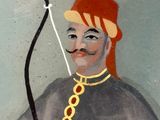 painting of a man with a bow and arrow in his hand