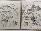 pair of antique chinese silk paintings with birds and flowers on them