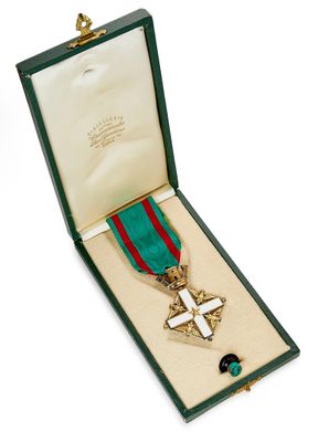 une image représentant une médaille dans un écrin orné d'une croix
