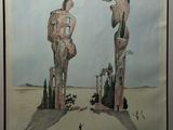 painting of a man and a woman standing in front of a building