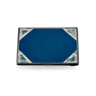 Rene Combeau - AnnÉES 1925 Etui A Cigarettes Laque Bleue, NO…