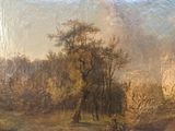 a picture of a painting of a man and a horse in a field
