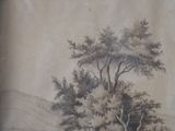 a picture of a painting of a tree in the middle of a field