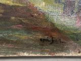 an oil painting of a horse and a man in a field