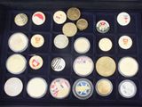 a display case with a lot of coins in it