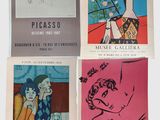 four posters of paintings of women and men on a white background