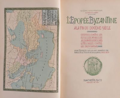 an open book with a map and a stamp on it