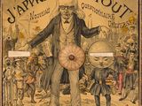 tableau représentant un homme tenant un parapluie, debout devant un groupe de personnes
