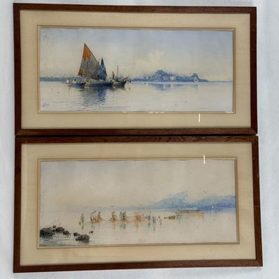 deux tableaux représentant des bateaux sur l'eau et un bateau dans l'eau