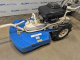 a blue machine that is sitting on the ground