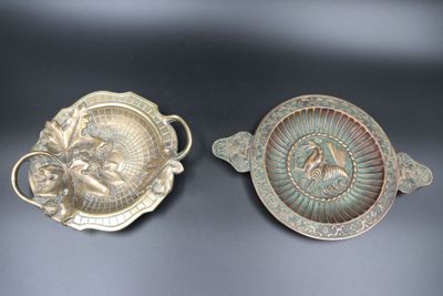 pair of antique silver plated trays with handles and handles