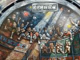a painting of a group of people in a circus