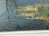 a picture of a painting of a man fishing in the water