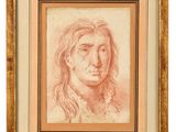 un dessin représentant le visage d'une femme dans un cadre doré