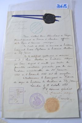 a piece of paper that has a stamp on it