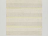 a white poster with yellow lines on it that says agnes martin recent paintings