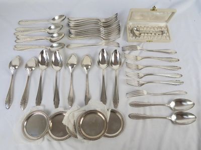 a lot of silver spoons and spoons on a table