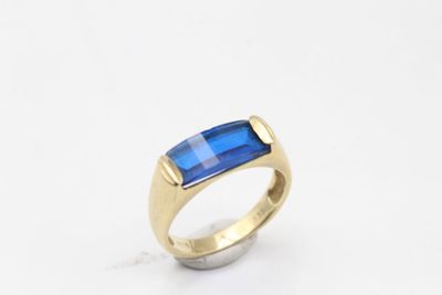 Bague en or 14K ornée d'une pierre bleue poids brut 4. - Photo 1