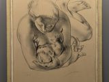 l'image d'un dessin représentant une femme tenant un bébé